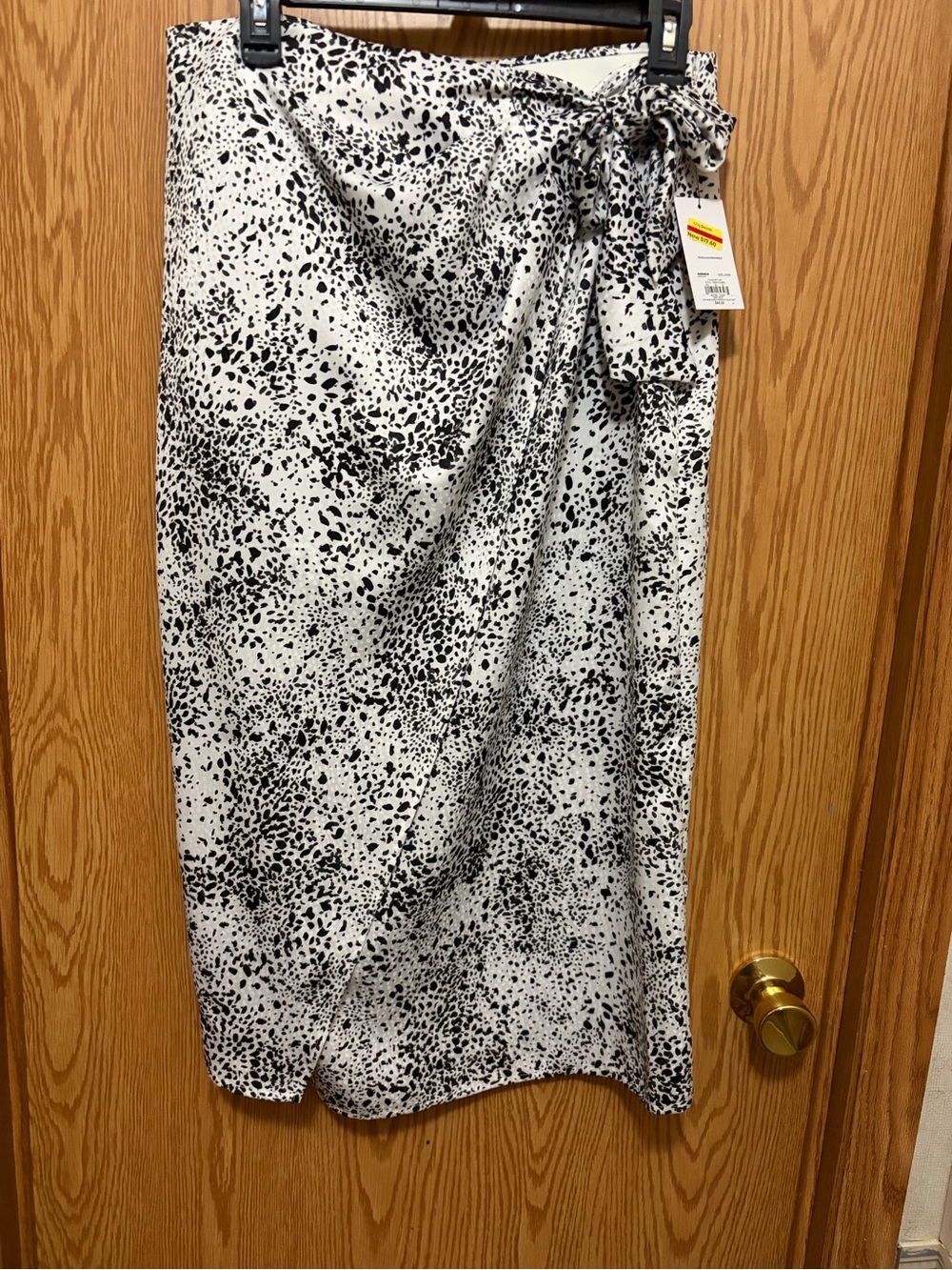 Nine West Black and White Speckled Wrap Midi Skirt